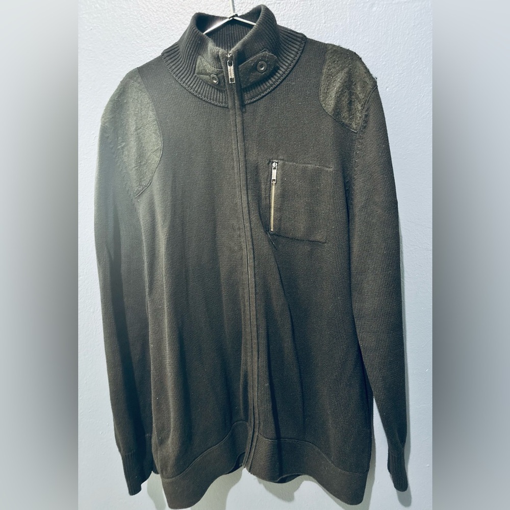 Men's Dark Brown Zip-Up Sweater